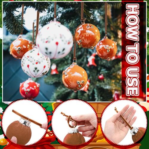 Hunnmingre Brown Christmas Ornament Hangers 12 Velvet Christmas Tree Ribbon Hanging Strings Ornament Strap Loops Velvet Ribbon Hangers for Garland Decoration