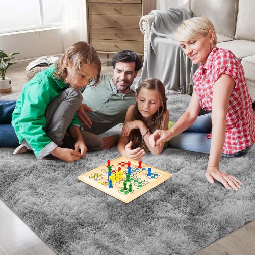 Shag Area Rugs for Bedroom Living Room,4X6 Ultra Soft Fluffy Area Rugs for Dorm, Indoor Carpet Nursery Rugs for Kids Room Home Decor,Tie-Dye Grey