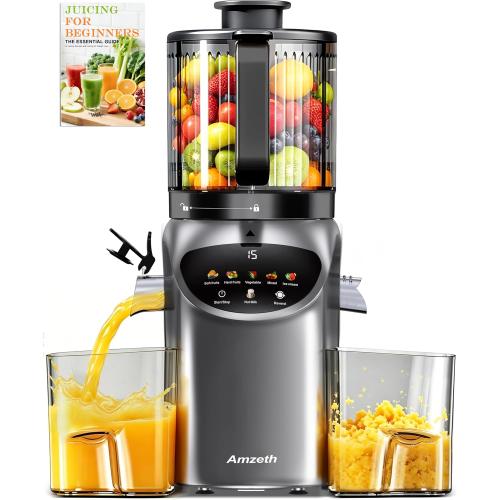 Juicer Machines with 6.5 Large Chute,4-in-1 Cold Press Juicer for Whole Vegetables Fruits,AC Motor,120oz Large Capacity, Makes Juice,Nut Milk & Sorbet,Premium Gray,Easy to Clean.(Advanced Space Gray)