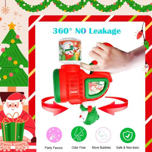 Christmas Bubble Machine Toys for Kids,Automatic Electric Battery Powered Bubble Gun with Bubble Solution,LED Light,Leakproof Bubble Blower Toy for Christmas Birthday Party Favors Gifts,Green Snowman