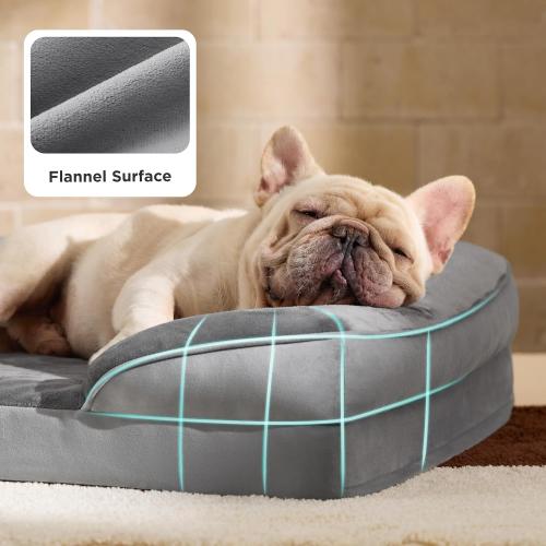 Bedsure Orthopedic Dog Bed Medium Size Dogs - Washable Small Medium Dog Cat Bed Waterproof, Comfort Cats Couch Sofa with Washable Removable Cover, Pets Bed with Nonskid Bottom, Grey, 28