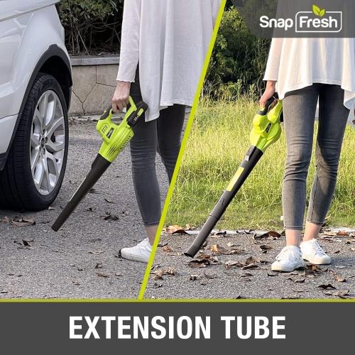SnapFresh Cordless Leaf Blower - 20V Electric Leaf Blower with 2.0 Ah Battery and Charger - Lightweight 2-Speed Leaf Blower for Lawn Care and Yard/Garden/Patio Cleaning