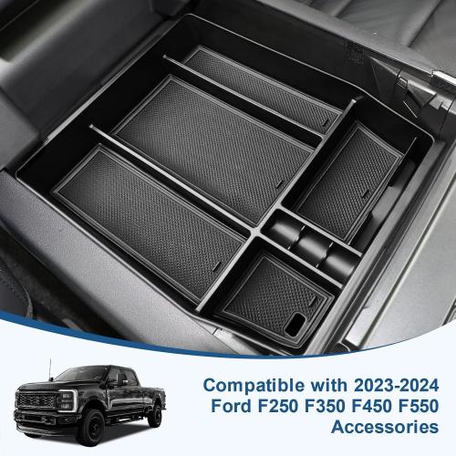 EDBETOS Center Console Organizer Compatible with Ford F150 2021-2023 Accessories (40/Console/40 Front-Seats ONLY) F-150 Armrest Box Interior Pallet Secondary Storage Box Insert Tray, Black