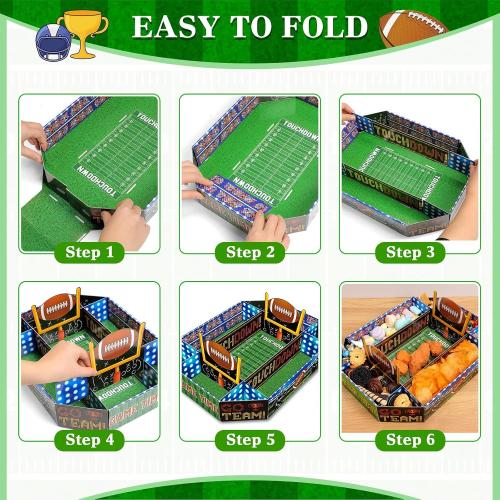 1 Pcs Football Party Supplies Kit Large Food Serving Tray Football Snack Plates Complete Tailgate Stadium Bowl Kit for Birthday Celebration Table Centerpiece Decorations Favor