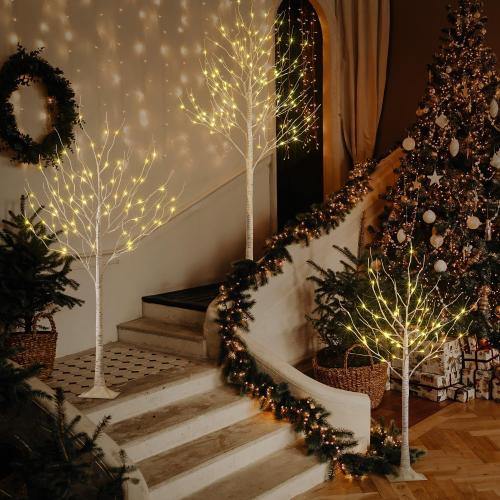 LIGHTSHARE LED Birch Tree Light Set - Trees with Warm White Lights - Indoor Outdoor Christmas Wedding Party Decorations (3-Pack)