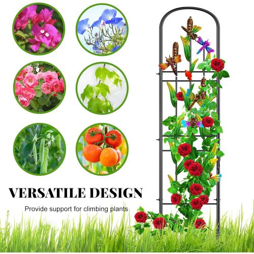 2 Pack Garden Trellis for Climbing Plants Outdoor, Metal Arched Fence Trellis Plant Climbing Support Decorative, Plant Trellis Indoor for Vines Flowers Vegetables Wall Brackets, 60 x 11