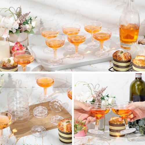 Box damage but items ist new Zopeal 50 Pcs Champagne Glasses 5 oz Unbreakable Plastic Martini Glasses Disposable Wine Cups Stackable Stemmed Champagne Coupe Shatterproof Party Stem Cups for Wedding Birthday Bar (Clear)