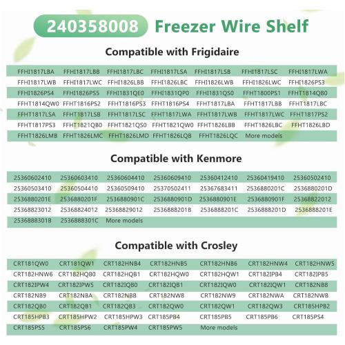 240358008 Refrigerator Freezer Full Width Shelf Fits for Crosley Frigidaire freezer shelf Replacement Refrigerator 240358005 240358002 3016195 PS8769003 AP5803890 Freezer Shelf BLRT86TEB4 CFHT1826LP0