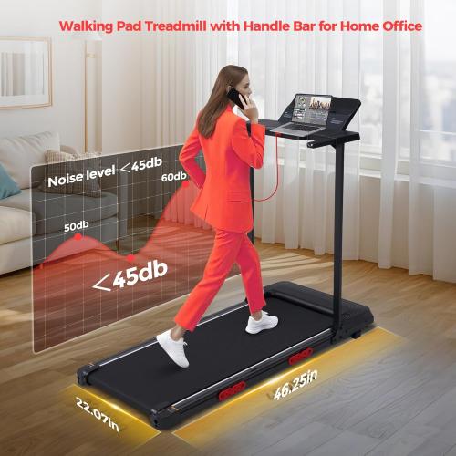 Walking Pad with Incline and Handle Bar, Compact Portable Walking Pad Treadmills for Home/Apartment with Handles,3.0HP Small Electric Treadmill with Incline for Small Space, 0.6-7.6MPH, 350LBS