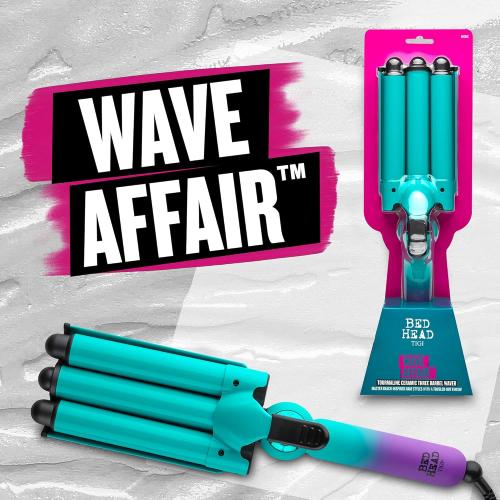 Bed Head Wave Affair Jumbo 3 Barrel Hair Waver | Quick Styling, Serious Hold, & Less Heat Damage | Heat Protectant Glove Included for Easy, Custom Styling