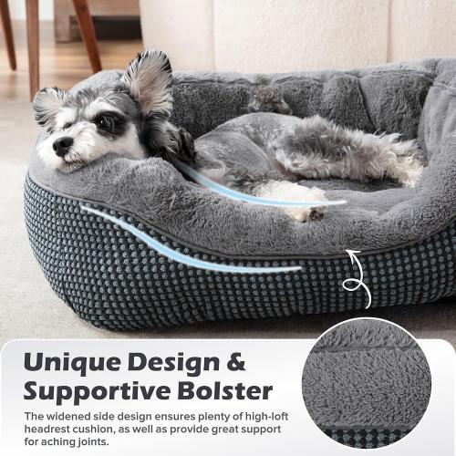 Dark Grey Small INVENHO Dog Bed for Small Dogs, Cat Beds for Indoor Cats Washable, Orthopedic Dog Bed, Warming Soft Calming Sleeping Puppy Bed Durable Pet Bed with Anti-Slip Bottom