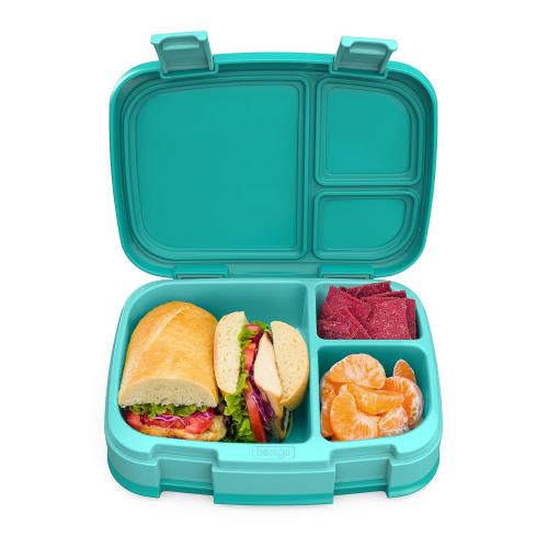 Bentgo Fresh Leak-Proof Bento Lunch Box, 4 Compartments, BPA-Free | Removable Divider, Portion Control, Durable Outer Shell, Microwave & Dishwasher-Safe Tray, BPA-Free (Aqua)