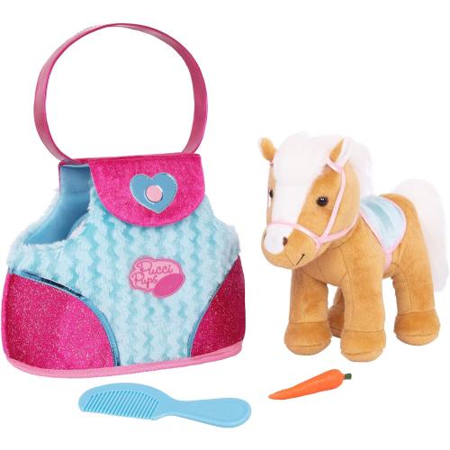 Pucci Pups – Plush Horse – Dog Carrier – Heart & Stripes Bag & Pony – Comb & Purse – Stuffed Animal – 2  Years