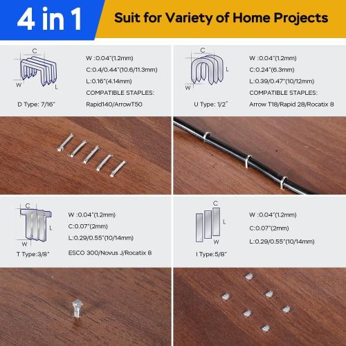 Upholstery Staple Gun Heavy Duty, YEAHOME 4-in-1 Stapler Gun with 4000 Staples, Manual Brad Nailer Power Adjustment Stapler Gun for Wood, Crafts, Carpentry, Decoration DIY