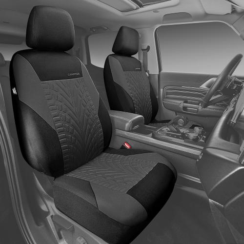 CAR PASS Car Seat Covers Full Sets, Front & Split Rear Bench for Car, 3D Tyre Embossed Automotive Interior Covers, Airbag Compatible, Quick Setup Universal Fit Seat Covers for Car, SUV(Charcoal)