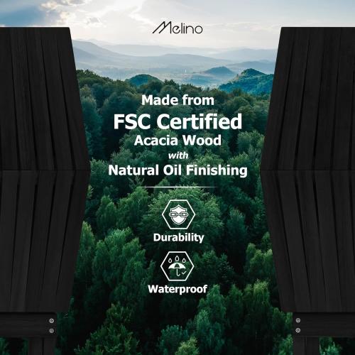 Melino Wooden Folding Outdoor Side Table, FSC Certified Acacia Weatherproof Side Tables, Wood Folding Small Table for Outdoor, Patio, Porch, Pool, Backyard, Garden, Balcony and Deck - Black