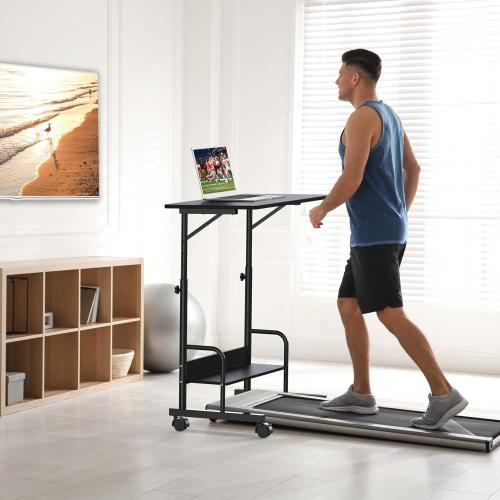 SHW 30.5 to 40.5 Height Adjustable Mobile Standing Desk Laptop Workstation for Walking Pad Treadmill, Black