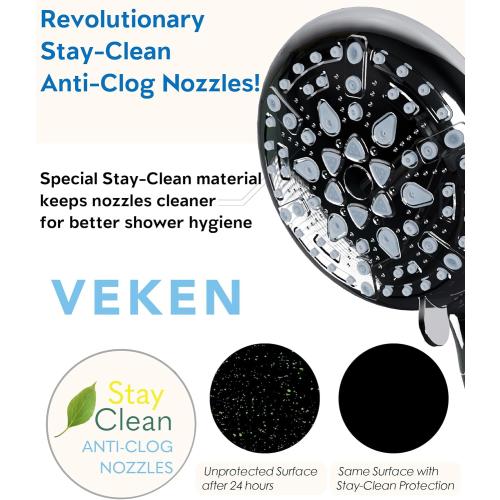 Veken Filtered Shower Head with Handheld, High Pressure 9 Spray Modes Showerhead, 10 Layer Filters for Purified Cleansing, Hard Water Softener with 70'' Hose Extension, Adjustable Rain Heads (Chrome)
