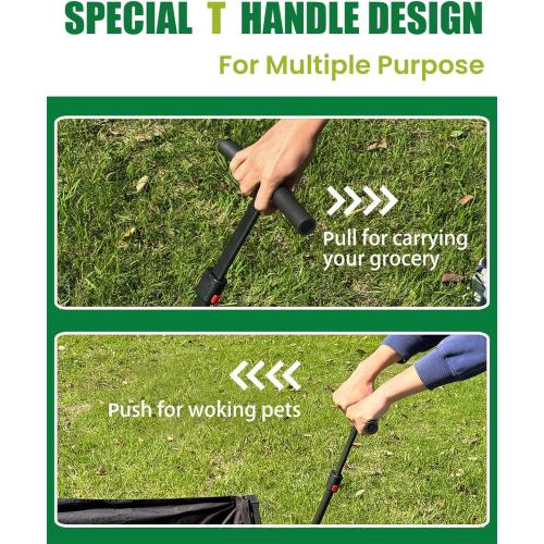 Color Black Collapsible Wagon, Foldable Wagon with Tailgate Extended, 360lbs Heavy Duty, Portable Lightweight Utility Wagon for Grocery, Camping, Garden, Sports, Black T