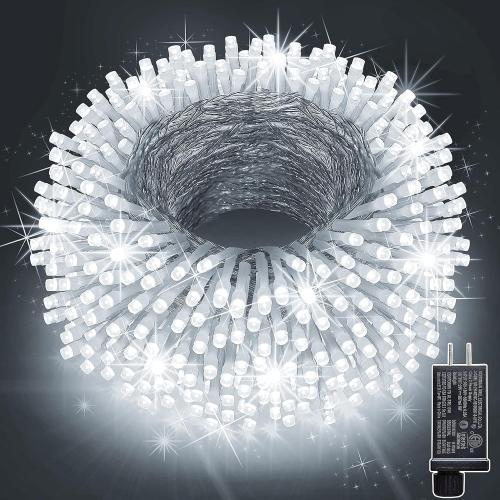 KNONEW 197FT 500 LED Christmas Lights Outdoor String Lights 8 Modes & Memory Fairy Light Plug in Waterproof LED String Lights for Xmas Yard Tree Wedding Party Holiday Decorations (Cool White)