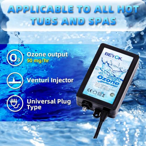 Ozone Generator for Cold Plunge, Spa Ozone Generator, Hot Tub Ozone Generator for Home, 50mg/h, FQT-118