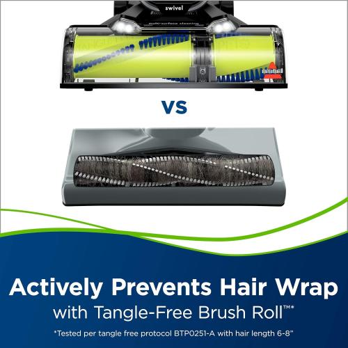 Bissell Pet Hair Eraser Turbo Rewind Vacuum, Lightweight, Automatic Cord Rewind, Tangle-Free Brush Roll, Headlights, Powerful Pet Hair Pickup, SmartSeal Allergen System, Blue, 27909