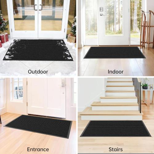 Front Door Mat Indoor Outdoor Entrance Size, 36 x 72 All-Season Heavy Duty Waterproof Doormat, Non-Slip Absorbent Entryway Mat, Easy to Clean, Low Profile Commercial Floor Mat for Indoor Outdoor