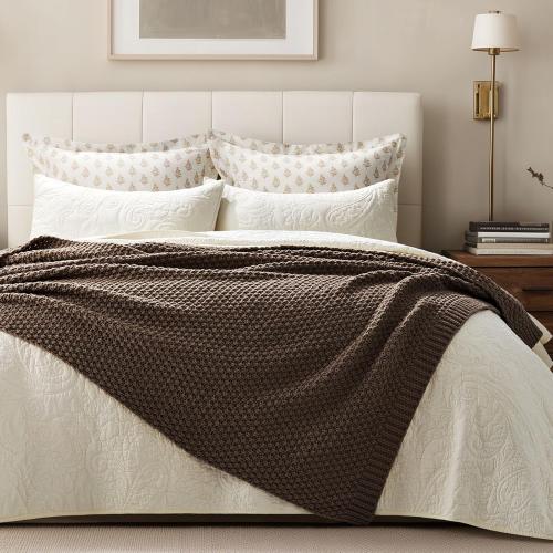EVERGRACEHOME Chunky Chenille Knit Throw Blanket for Couch, Soft Luxurious Moss Stitch Blankets for Bed, Cozy Decorative Farmhouse Knitted Throws for Sofa, Cocoa Brown,