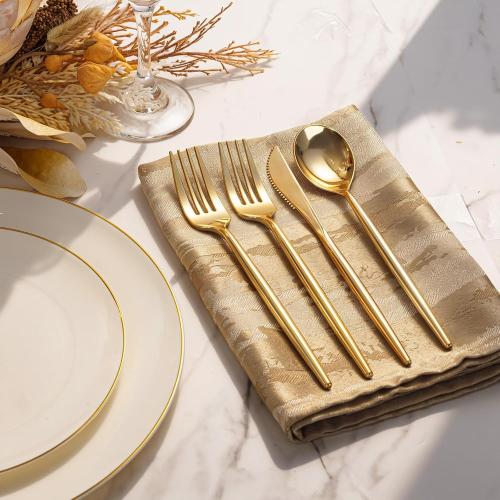 Ivory Plastic Plates with Gold Rim,Nice Disposable plates,Gold Plastic Plates,Ivory Disposable Plates Set include 30 Dinner Plate,30 Dessert Plates
