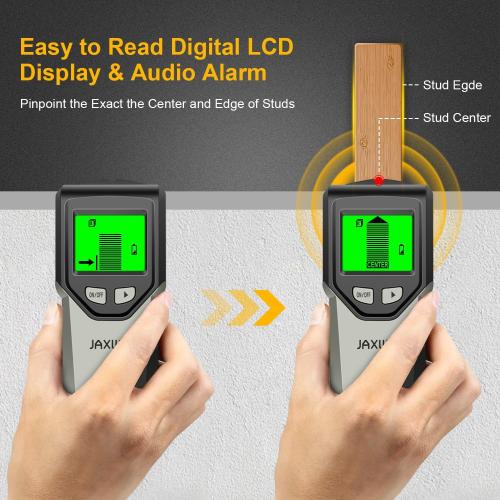 Stud Finder Wall Scanner - 5 in 1 Stud Finder Tool w/Smart Chip and HD LCD Display, Stud Detector Beam Finders for the Center and Edge of Wood AC Wire Metal Studs Joist Pipe (Grayish)