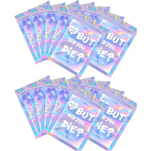 SILFGRLF 20 Count Bachelorette Party Hangover Kit Bags, BUT DID You DIE Holographic Recovery Bags Party Supplies Gift Bags for Bach Party Favors Printed(5x7)