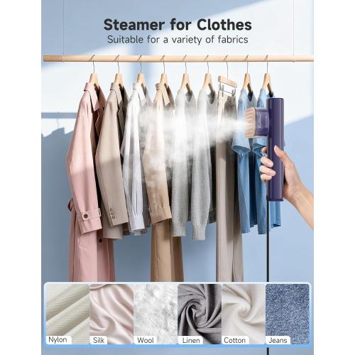 Steamer for Clothes,1200W Powerful Portable Steamer Iron,15s Fast Heat-up,100ml Tank,20 Min Continuous Steam, Wrinkle Remover for Travel, Home, Office(Blue)