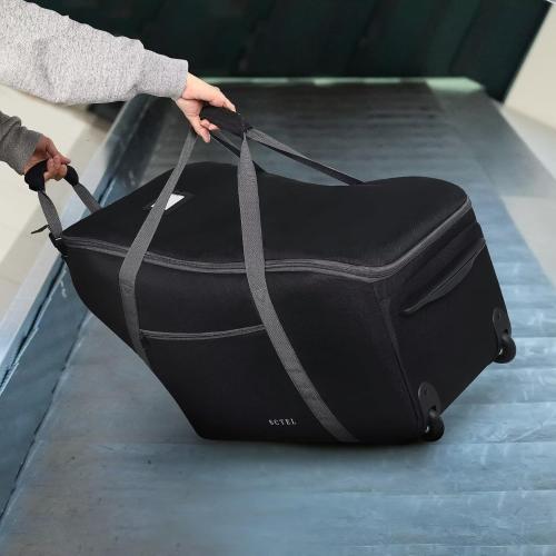 Car Seat Travel Bag for Airplane Fits Chicco KeyFit 30, UPPAbaby MESA, Nuna Pipa, Padded Car Seat Bag with Wheels, Infant Gate Check Bag with side pocket, Protective Feet, Adjustable Handle