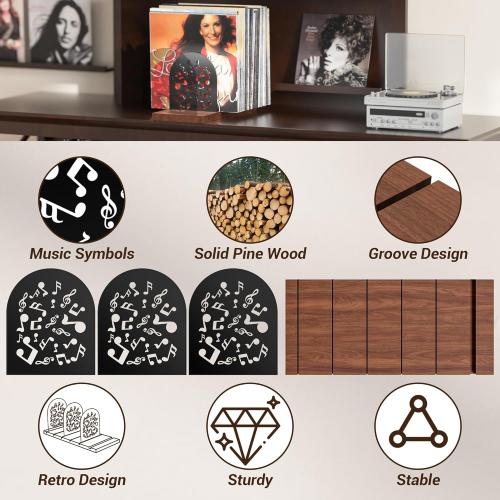 Vinyl Record Storage, Record Holder for 70-100 LP, Solid Pine Wood Vinyl Holder Record Stand, Sturdy Organizer Display Shelf for Collectibles, Album Covers, Magazine File, Books, Picture Ledge, Decor