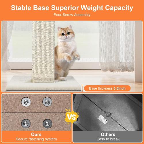 Cat Scratching Post 33 Inch Nature Sisal Cat Scratch Post for Indoor Cats, Large Cat Scratcher Protect Your Furniture, for All Breeds