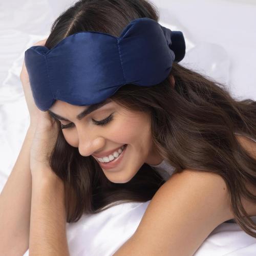 nodpod Mineralized Silk Gentle Pressure Sleep Mask, Weighted Eye Mask | Patented Light Blocking Design for Sleeping, Travel & Relaxation, Bead Filled, Machine Washable, BPA-Free, Sapphire