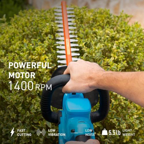Cordless Hedge Trimmer, 20V / 2.0Ah Electric Bush Trimmer with 22 Dual-Action Blades, 3/4 Cutting Capacity, Shrub Trimmer Include Battery, Fast Charger and Safety Goggles