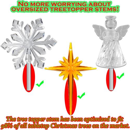 110Pcs in 10 Colors Ceramic Christmas Tree Replacement Bulbs - Plastic Lights Pegs, Included Angel Topper＆Snowflake Top＆Cross Stars.
