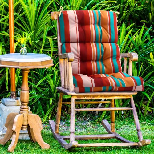 6 Pack High Back Outdoor Chair Cushions Bulk Waterproof Indoor Outdoor Chair Cushion Seat and Back Rocking Chair Cushion Thickened Patio Chair Pad for Indoor and Outdoor (Colorful Strip)