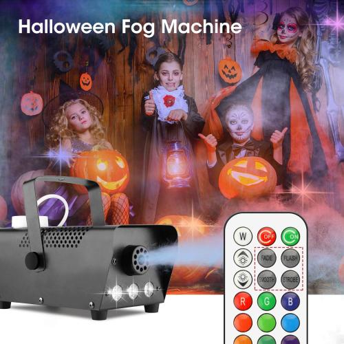 Fog Machine - Smoke Machine with 12 Colorful LED Lights Effect, 2000CFM Smoke Machine Fog Halloween with Wired and Wireless Remote Control, Ideal for Outdoor, Wedding, Parties, and DJ Stage