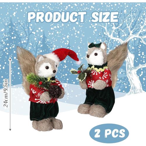 Chalyna 9.5 Inch Christmas Sisal Fox Tabletop Decorations, Fox Figurine for Home Decor Woodland Animals Rustic Xmas Ornament with Holiday Accents for Table Office Indoor Forest Mantle Decor Xmas Gifts