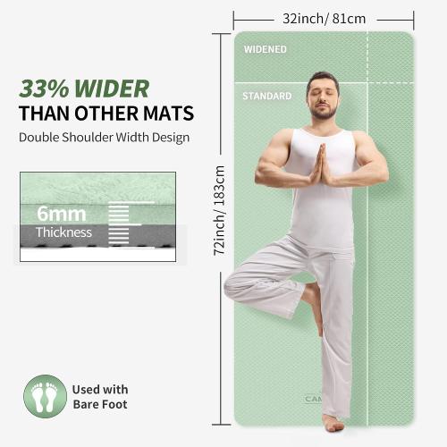 CAMBIVO Extra Wide Yoga Mat for Women and Men (72/84x 32x 1/4) TPE Workout Mat, Non-slip Large Exercise Fitness Mat for Yoga, Pilates, Workout