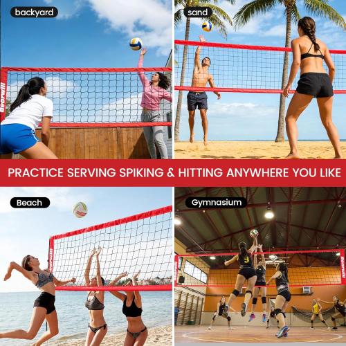Bearwill Volleyball Net, 12FT/20FT Portable Volleyball Net for Backyard, Freestanding Volley Ball Set Height Adjustable with Carry Bag, Volley Ball Practice Nets Training Equipment for Indoor Outdoor