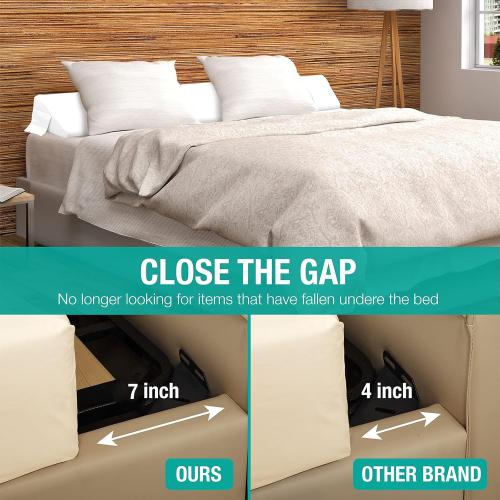 Vekkia Queen Size Bed Wedge Pillow for Headboard Gap/Mattress Wedge Gap Filler/Bed Gap Filler Fill 0-6 Gap Between Headboard and Mattress,60x10x6-White
