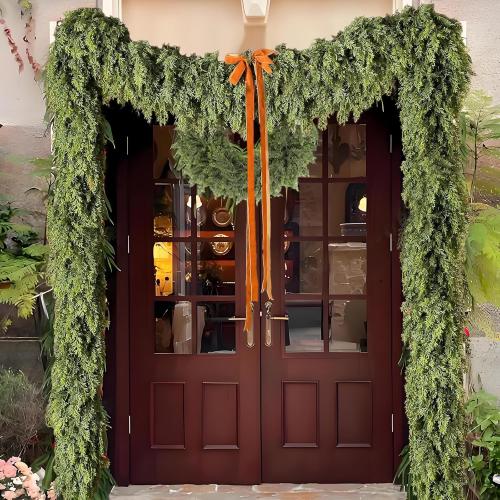 Christmas Garland, 9FT Real Touch Winter Pine Cedar Garlands for Indoor Home, Mantel, Staircase and Outdoor Decor - Perfect for Families Christmas Decorations (Christmas Cedar Garland, 9FT)