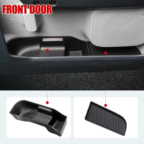 Mabett Door Side Storage Tray for Ford Maverick 2025 2024 2023 2022 Accessories(Not Fit 2026), TPE Front and Rear Doors Storage Insert Organizer Boxs 4PCS Set Fit Maverick(Black)
