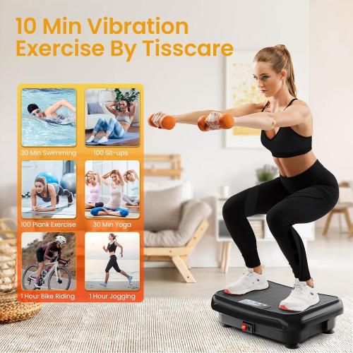 TISSCARE Vibration Plate Exercise Machine Mini Vibrating Plates for Lymphatic Drainage and Weight Loss, 400Lbs Capacity Full Body Power Shake Workout Platform for Home Cardio Fitness