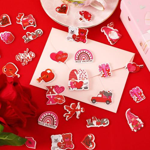 JULBEAR Valentine's Day Foam Sticker, 300Pcs Cartoon Styles Color Printing Heart Self Adhesive Stickers for Kids Party Favors DIY Crafts Decorations