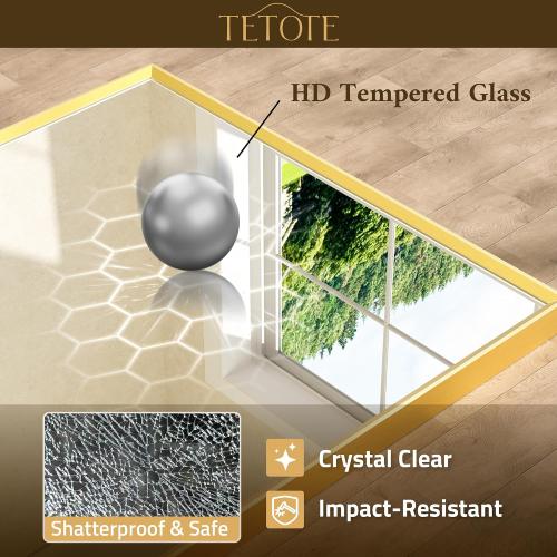 TETOTE Brushed Gold Mirror for Bathroom Sink 24 x 36 Beveled Frame Brushed Gold Brass Vanity Rectangle Mirror for Bathroom Wall, Modern Farmhouse, Tempered Glass, Stronger Frame