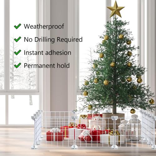 30 * 40cm/ 12 * 16Inch White Christmas Tree Fence, Christmas Picket Around Tree, Fence Barrier for Dogs Cats Puppy Pets, 12Pieces